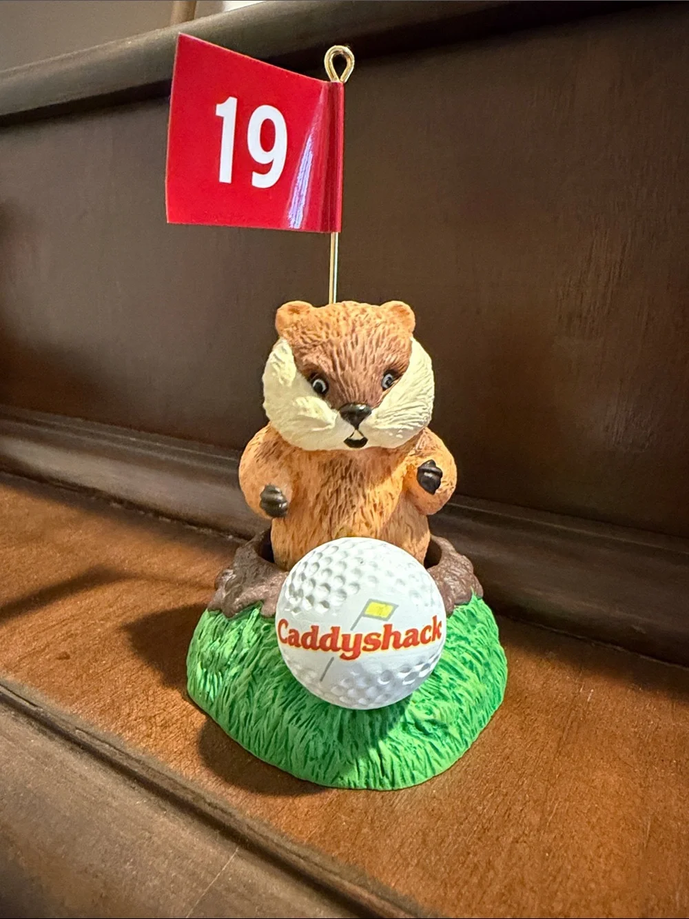 Brown Gopher Golf Flag Ornament